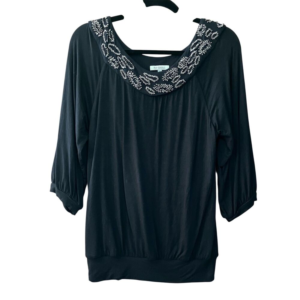 Bordeaux Los Angeles beaded 3/4 sleeve blouson top